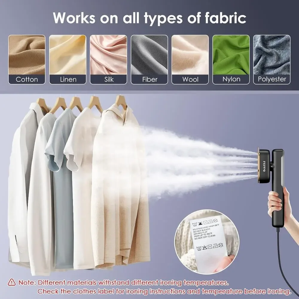 FEPPO Travel Steamer for Clothes, 110-240V Dual Voltage Portable Steamer & Iron - Picture 4 of 6